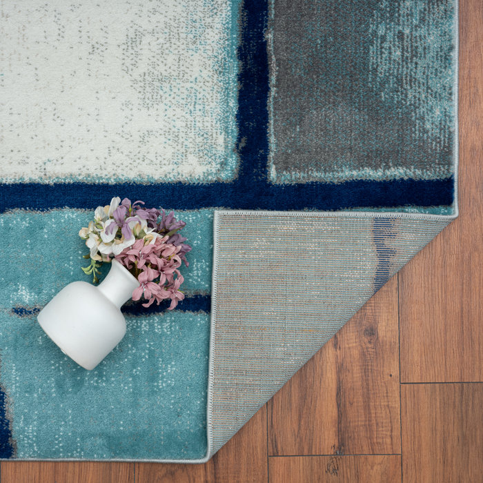 Orren Ellis Alayyan Geometric Blue Area Rug Wayfair